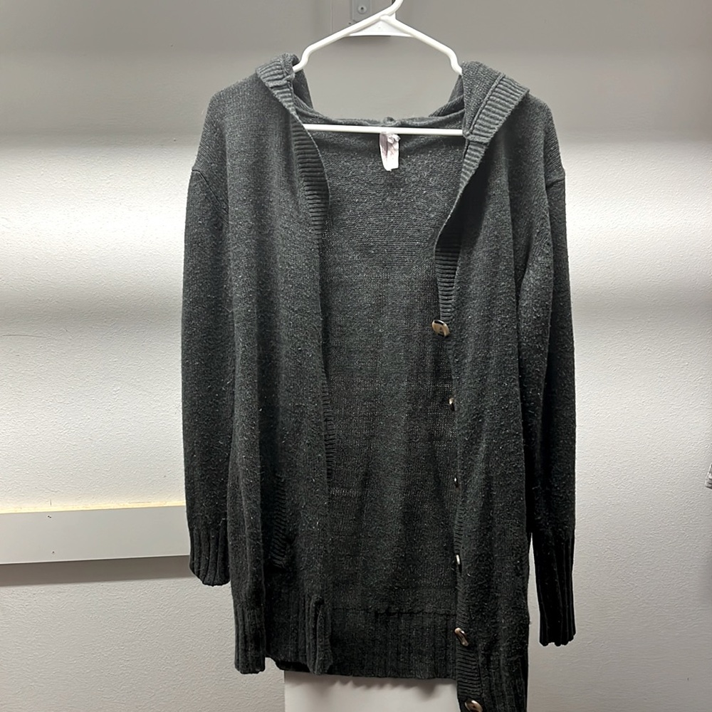 Grey Hooded Cardigan